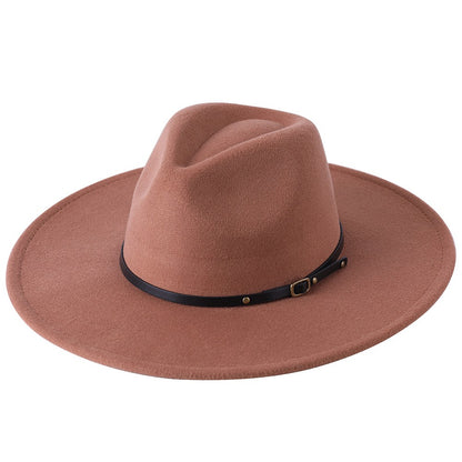 Wool Warm Wide Brim Fedora Hats Women Solid Color Top Jazz Felt Hat For Men Panama Gamble Yellow Hats