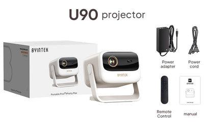 Projetor BYINTEK U90 4K Full HD1080P Cinema Android 11.0 WiFi Mini Portátil 1080P Home Theater Vídeo Projetor DLP com Bateria