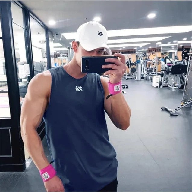 2025 Mens fitness gyms Tank top men Fitness sleeveless shirt Male mesh breathable Sports vest Undershirt Gyms Running vest men