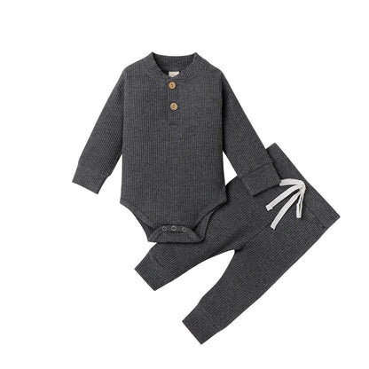 Ma&Baby 0-24M Newborn Infant Knit Baby Boy Girl Clothes Set Long Sleeve Button Romper Pants Outfits Autumn Spring Baby Clothing