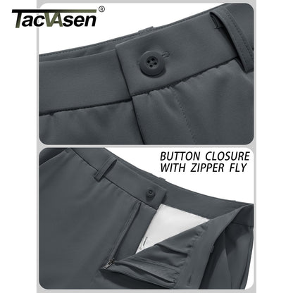 TACVASEN Golf Pants Men Stretch Lightweight Quick Dry Work Pants Waterproof Flat Front Dress Pants with 5 Pockets 30"/32"/34";;VERDADEIRO;;"Dark Grey,40W-32L