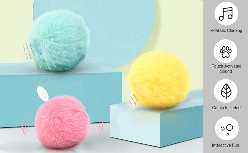 Brinquedos Inteligentes para Gatos Bola Interativa de Pelúcia Elétrica Brinquedo de Treinamento com Erva de Gato para Gatinhos com Som de Toque Produto para Animais de Estimação Bola de Brinquedo que Faz Barulho Suprimentos para Gatos
