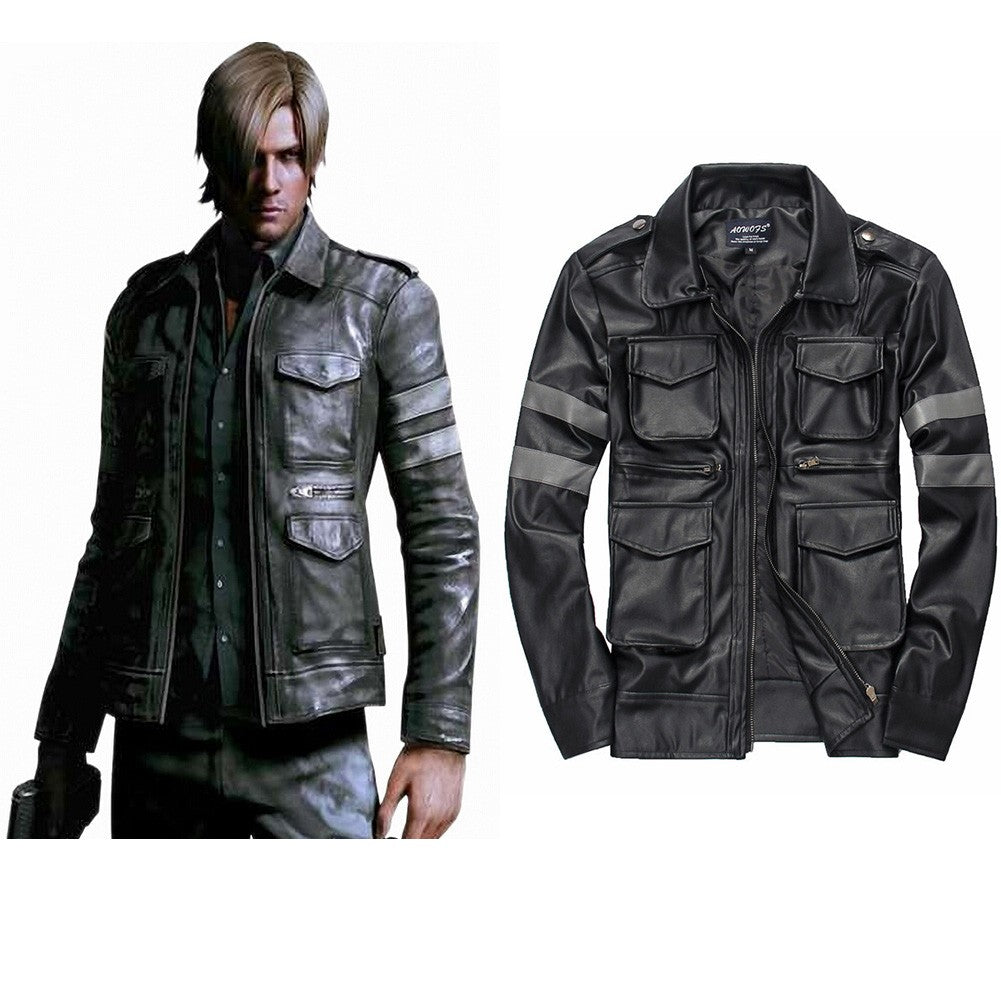 Evil Resident 4 Cosplay Costume Jacktet Pu Coat Outfits Boys Men Adult Street Casual Clothing Halloween Carnival Disguise Suit