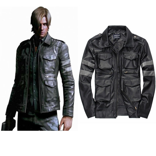 Evil Resident 4 Cosplay Costume Jacktet Pu Coat Outfits Boys Men Adult Street Casual Clothing Halloween Carnival Disguise Suit