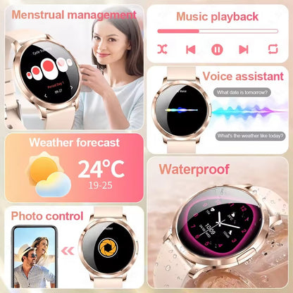 2026New Ultra Slim 1.32" HD AMOLED SmartWatch Women's Screen Always Display Time Heart Rate Calls HD High-end Fashion Smartwatch