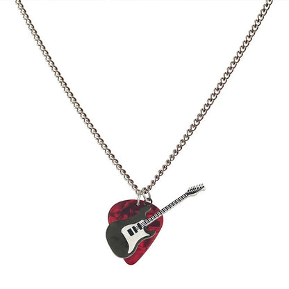 1Pcs Collar Hombre Hip-Hop Guitar Pick Pendent Jewelry Necklace for Women Men Stainless Steel Chain Unisex Collier Accessories
