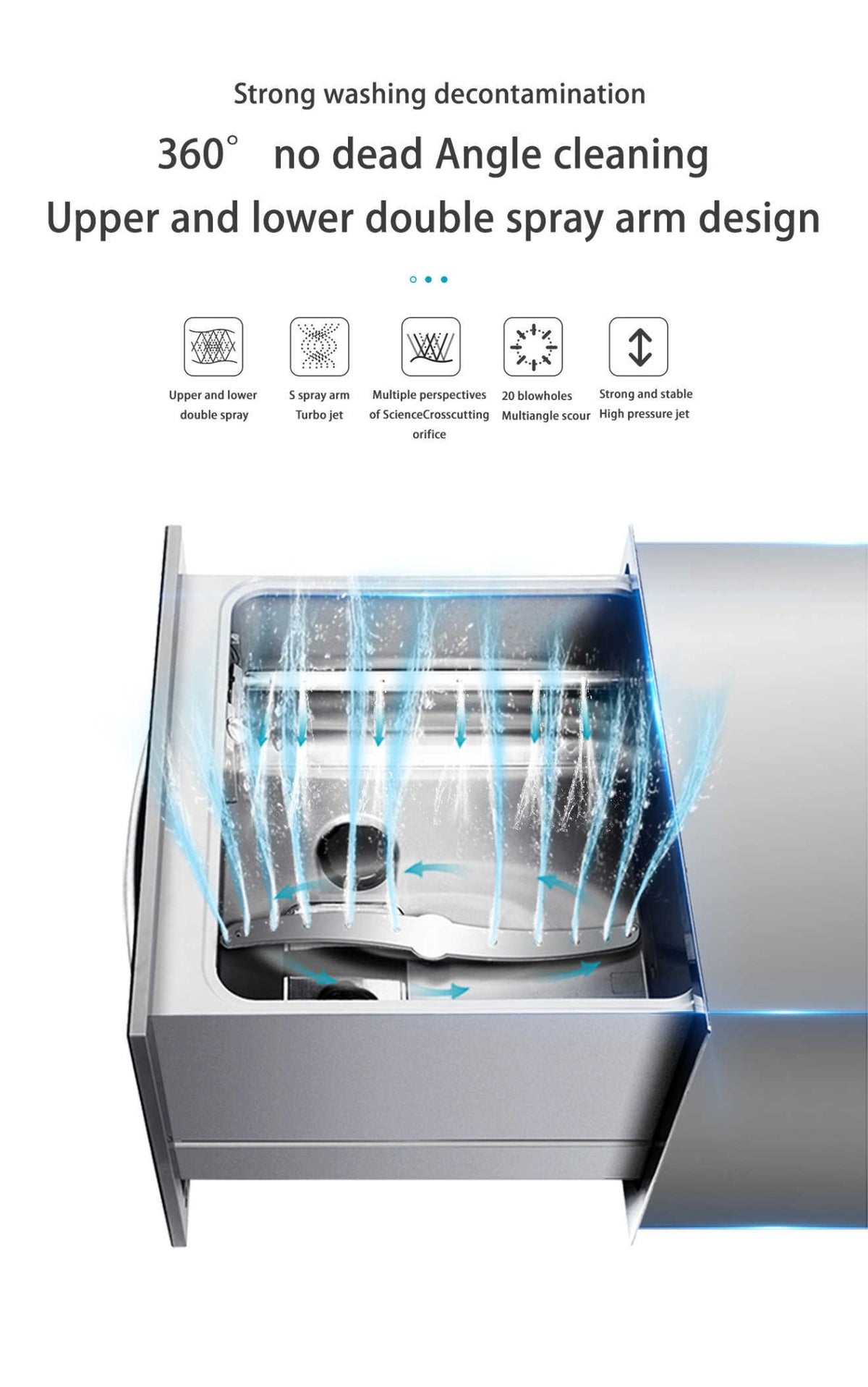 Drawer Dishwasher 8 Sets Automatic Built-in Dish Machine Major Kitchen Appliances