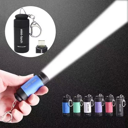 USB Rechargeable LED Multifunctional Strong Light Pocket Keychain Flashlight Waterproof Outdoor Hiking Camping Mini Flashlight