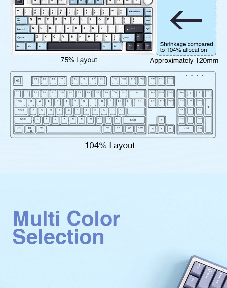 Teclado Mecânico AULA F75 Com Fio/Sem Fio 2.4G/Bluetooth RGB PBT Layout 75% Perfil OEM Gasket Personalizado Teclado Gamer de PC