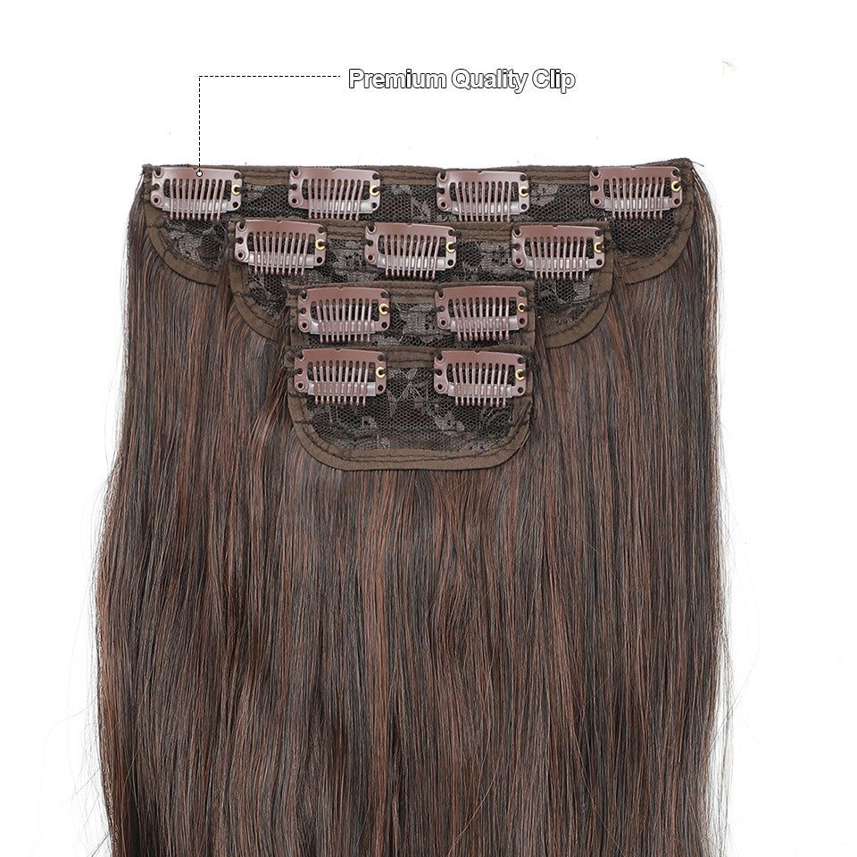 Apliques de cabelo sintéticos ondulados loiros 27/613 de 61 cm (24 polegadas) com presilhas brancas, 4 peças/lote, 220g, fibra resistente ao calor