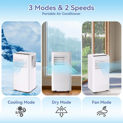 Ar Condicionado Portátil, 10000 BTU, Unidade de CA Remota com Função de Refrigeração, Desumidificador e Ventilador, Resfria até 52 m².