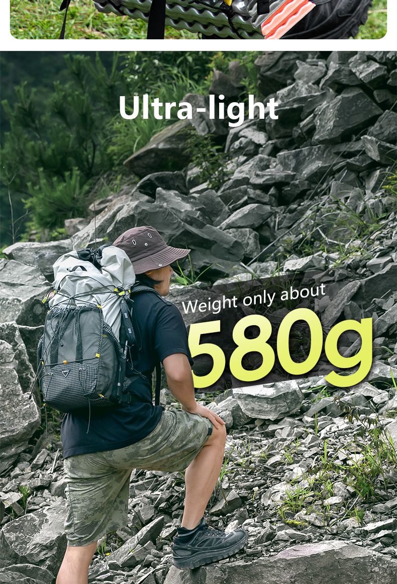 BISINNA Camping Backpack 25+10L Ultralight Travel Bag for Men Women Large Capacity Outdoor Sports Climbing Hiking Backpack