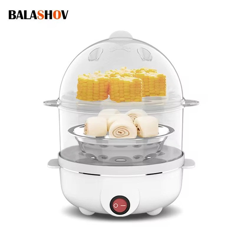 Máquina de café da manhã multifuncional 220V, elétrica, dupla camada, para cozinhar ovos, mini vaporizador e escalfador de cozinha