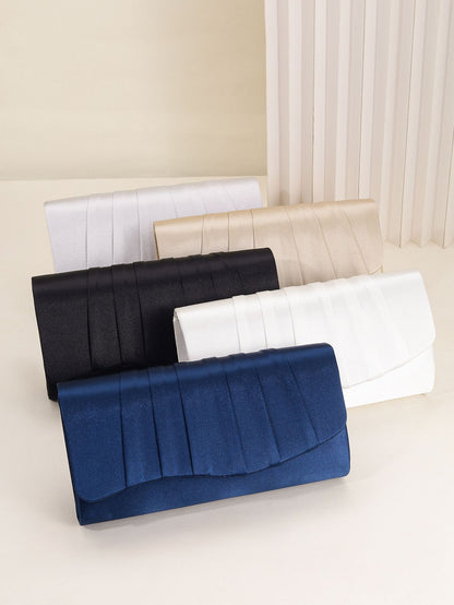 Ladies Dinner Bag Pleated Solid Color Clutch Party Dinner Wedding Light Luxury Envelope Evening Bag for Prom, Dinner/Banquet