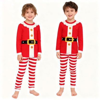 Boys Girls Christmas Pajamas Set Children Elf & Santa Costumes Baby Pijama Kids Long Sleeve Striped Pants Sleepwear For Xmas
