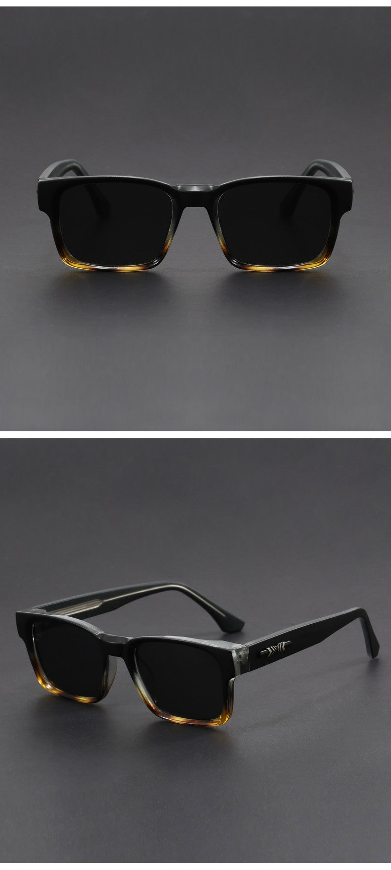 Fashionable Retro Square Black and Leopard Print Full Frame Anti-Uv Sunglasses for Men Japanese Simple Literary Style Shades