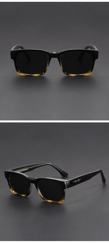 Fashionable Retro Square Black and Leopard Print Full Frame Anti-Uv Sunglasses for Men Japanese Simple Literary Style Shades