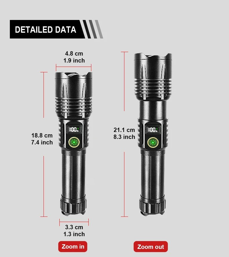990000LM Most Powerful Flashlight Type-c Recharge 3000M Spotlight Tactical Flash Light 5000mAh High Power Led Flashlights Torch