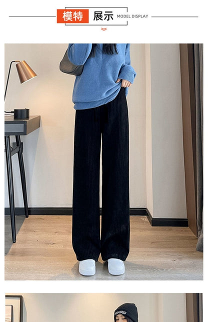 Pants Women Thickened Lamb Fleece Wide Leg Pants Plus Velvet Women's Autumn Winter Fashion Loose Pants Cashmere Casual Pants