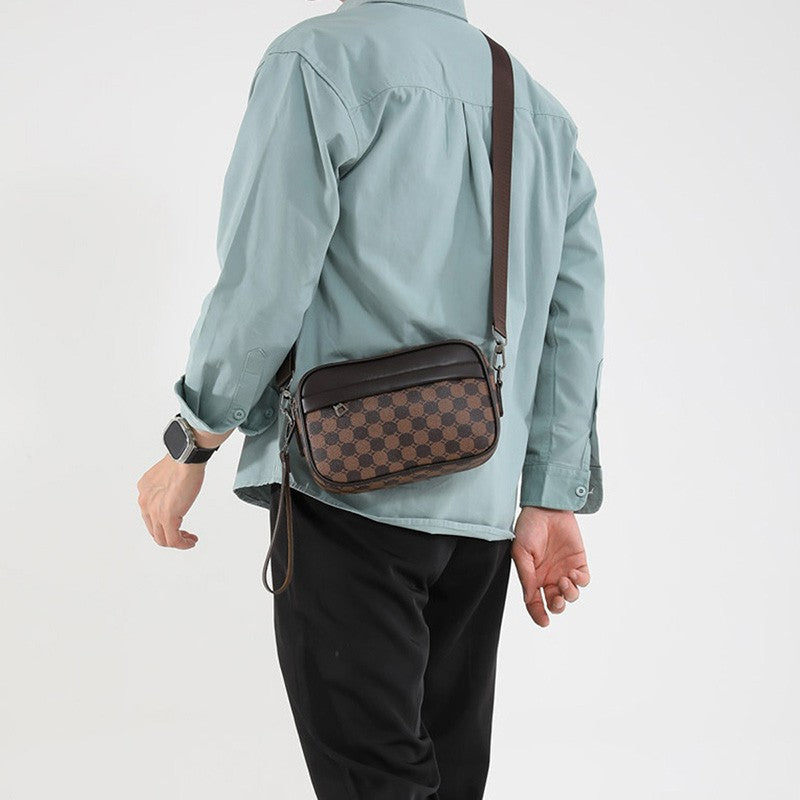 Casual Lightweight Business Shoulder Bags for Men PU Leather Messenger Bag Comfortable Wide Strap Crossbody Bags Designer Male