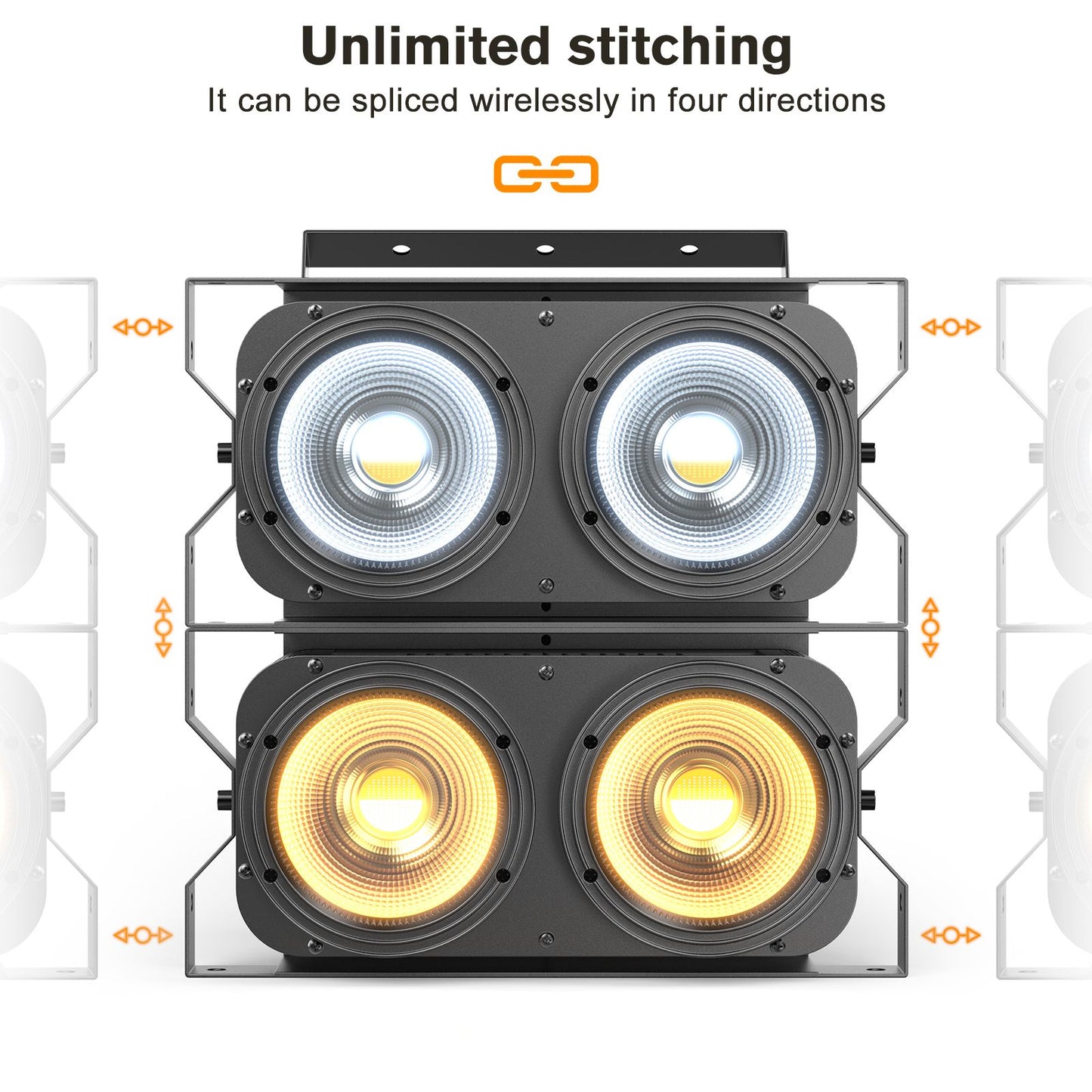 U'King 4PCS 200W LED 2IN1 COB Par Light DMX Cool&Warm White Lighting Stage Light 2 Eyes LED Blinder Light for DJ Party Wedding
