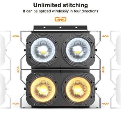 U'King 4PCS 200W LED 2IN1 COB Par Light DMX Cool&Warm White Lighting Stage Light 2 Eyes LED Blinder Light for DJ Party Wedding