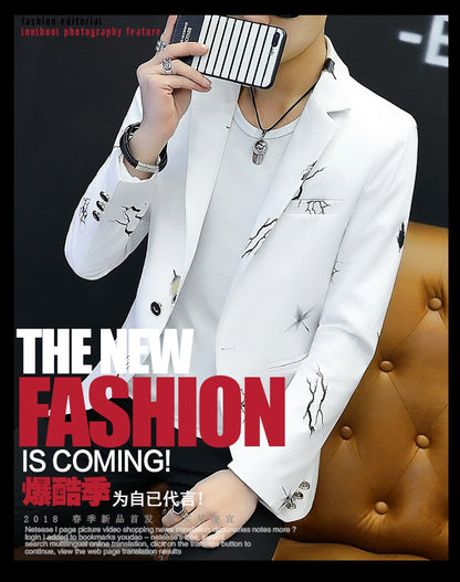 2025 Men's Autumn Casual No Slit Printing Leisure   blazer