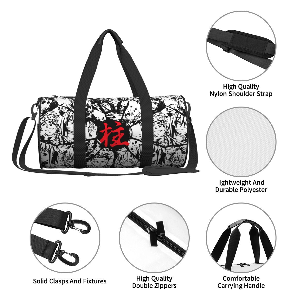 Japanese Anime Demon Slayer Duffle Gym Bag for Outdoor Sport Kimetsu no Yaiba Gym Bag Sports Overnight Travel Bags Backpack