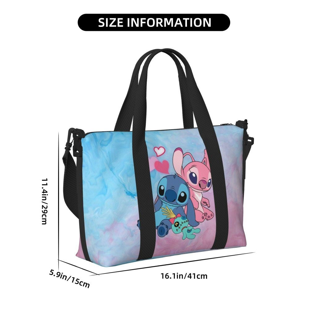 Custom Large SLilo And Stitch Cartoon Tote Bag Women Anime Shopping Shoulder Beach Gym Travel Bag
