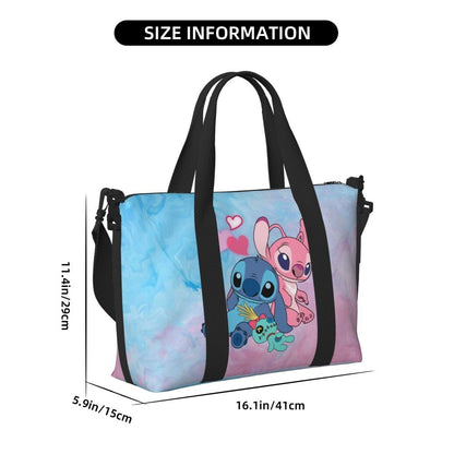 Custom Large SLilo And Stitch Cartoon Tote Bag Women Anime Shopping Shoulder Beach Gym Travel Bag