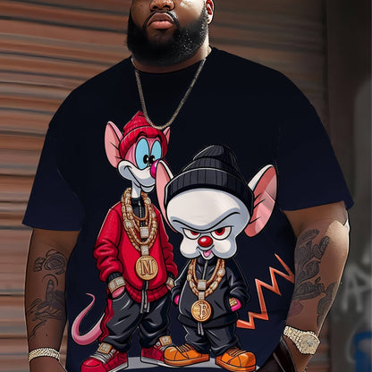 Men's Hip-Hop Cartoon T-Shirt - Casual,Crew Neck,Short Sleeve,100% Polyester,Regular Fit,Summer Streetwear for Running & Daily