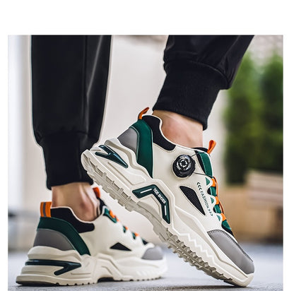 Tênis masculino coreano com fivela rotativa, moda casual, esportivo, para as quatro estações, solado macio, antiderrapante, para corrida ao ar livre, tênis de estudante