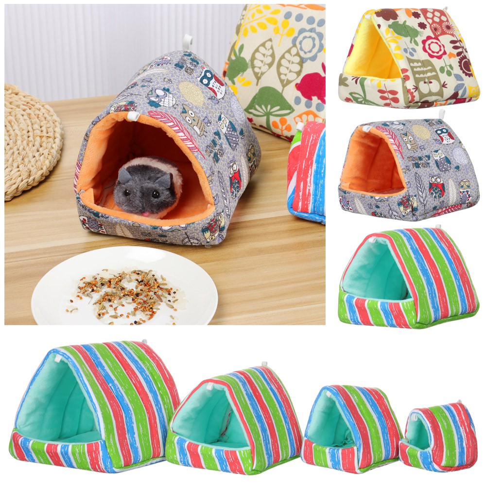 Inverno Bonito Desenho Animado Coelho Esquilo Mini Gaiola Ninho de Porquinho-da-Índia Pequenos Animais Ratos de Estimação Cama Casa de Hamster Quente Macia