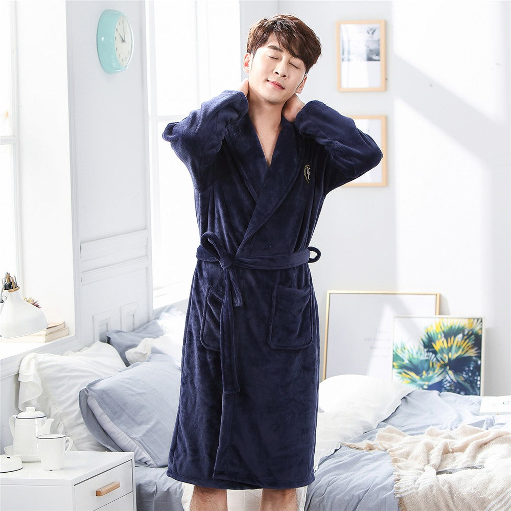 Large Size 3XL Flannel Robe Kimono Bathrobe Gown Winter Coral Fleece Sleepwear Nightwear Loose Thickened Home Wear Loungewear