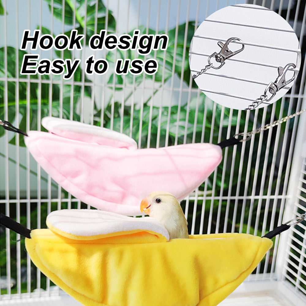 1PC Cama Quente de Inverno em Forma de Banana para Papagaio Ninho de Pássaro Cama de Rede para Papagaio Brinquedo para Pássaro de Estimação Hamster Gaiola de Pendurar Saco de Dormir