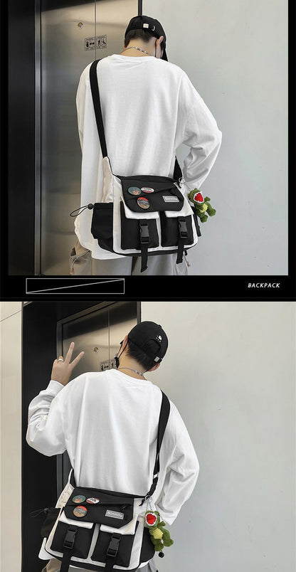 Japanese Simple Messenger Bag Student Nylon Waterproof Canvas Handbag Shoulder Crossbody Bags for Women Men Satchels Bolsas