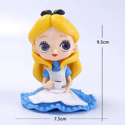 10cm Disney Q Posket Branca de Neve Sofia Alice Bela Sereia Aurora Princesas Bonecas Colecionáveis Modelo Brinquedos Decoração de Bolo