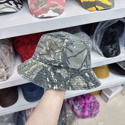 New Washed Cotton Camouflage Bucket Hat For Men And Women  Outdoor Travel Casual Sun Cap Panama Fisherman Hats Bob