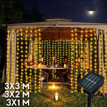 Solar Curtain Light Outdoor Waterproof Solar Fairy Garland String Lights for Garden Yard Pavilion Wedding Party Holiday Decor