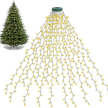 1.5M/2M/3M LED Ring Christmas Tree Tops Lights Decoration Tree Lights String for Patio Garden Outdoor Waterproof Waterfall Light