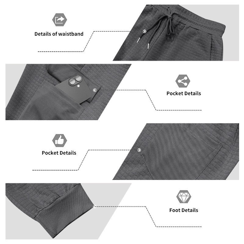 Men's Clothing  Pants Autumn Winter Fashion Casual Heavyweight Small Check Loose Jogger Sweatpants Waffles