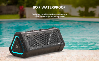 Caixa de som Bluetooth MLOVE P3 para ambientes externos, potência de saída de 40W, Bluetooth 5.3, som estéreo, à prova d'água IPX7, cartão Micro SD, luz RGB