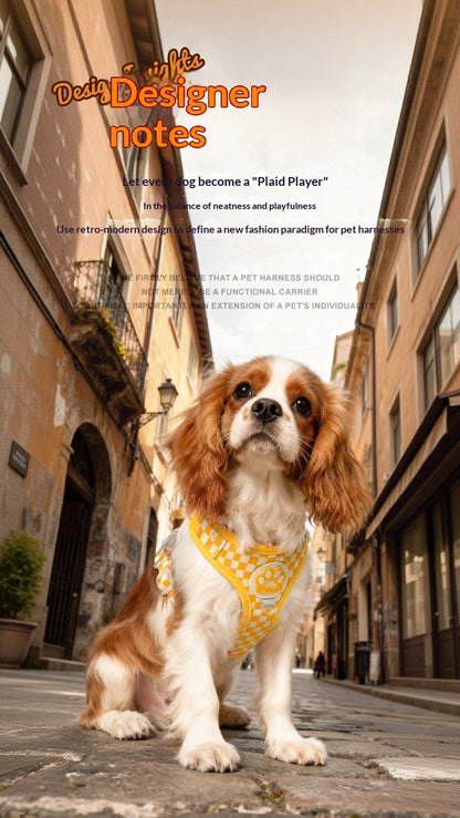 Coleira Peitoral Xadrez para Cães Peitoral Xadrez Estilo Colete para Cães Anti-Estrangulamento Anti-Fuga