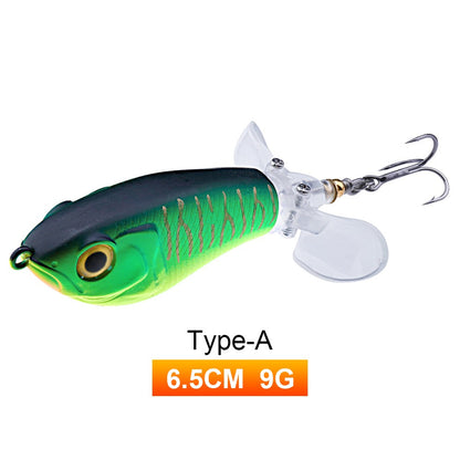 Iscas de Pesca TREHOOK 9g/16g de Superfície Whopper Popper Cauda de Hélice Dupla Giratória Isca Artificial Flutuante