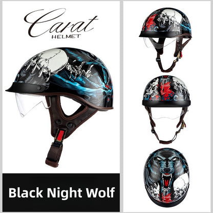 Motorcycle Half Helmet High-quality Retro Carat Multi-Purpose Headgear Classic Design Stylish Safe Comfortable Original Decals