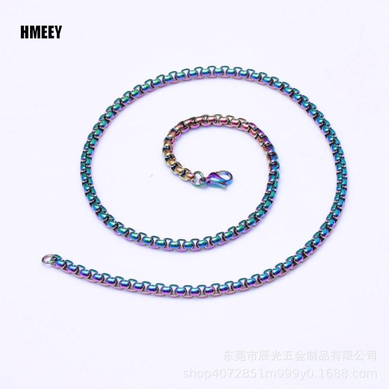 Hmeey Rope Chain Box Necklace Stainless Steel Chains Link Necklaces Pendant DIY Jewelry Never Rub Off 2MM 2.5MM 3MM 4MM