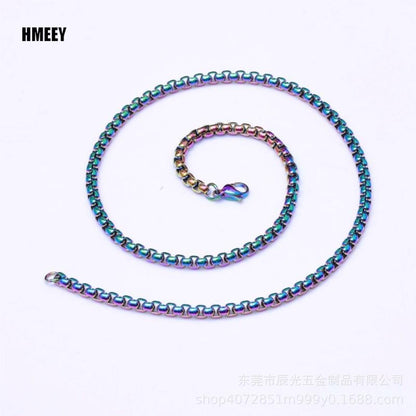 Hmeey Rope Chain Box Necklace Stainless Steel Chains Link Necklaces Pendant DIY Jewelry Never Rub Off 2MM 2.5MM 3MM 4MM