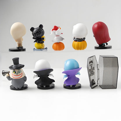 8 unidades/conjunto Anime O Estranho Mundo de Jack Jack Skellington Prefeito Sally Figuras de Ação Modelos de Brinquedo Presentes de Natal