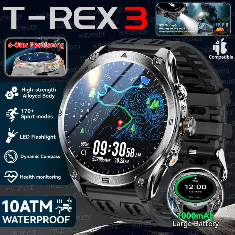 2025 Novo Smartwatch Esportivo Militar para Homens GPS Exterior com GNSS de Banda Dupla Integrado Bússola Altímetro 10ATM Chamada Bluetooth