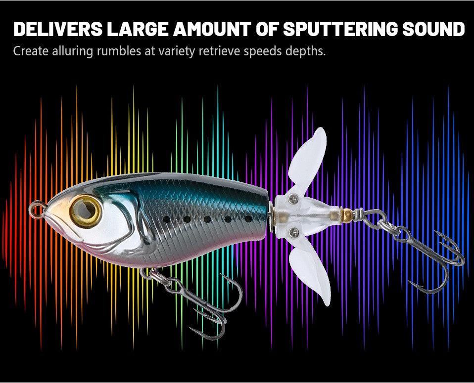 Iscas de Pesca TREHOOK 9g/16g de Superfície Whopper Popper Cauda de Hélice Dupla Giratória Isca Artificial Flutuante